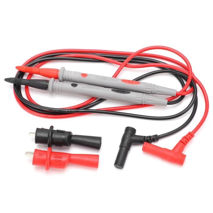Lot De 2 De Test Multimètre, Fiche Banane à Angle Droit Vers Pinces Crocodiles Fils De Cable De Test Souples Pour Les Tests Electriques 1 M 99296332