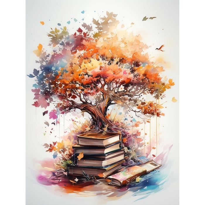 Arbre Lunaire Diamond Painting, 5D DIY Diamant Painting Kit Complet, Kit Broderie Diamant Loisirs Créatifs Adultes Diamond-Painting, Point De Croix Kit Complet Pour Murale Décoration Ation(40x50cm)-l4