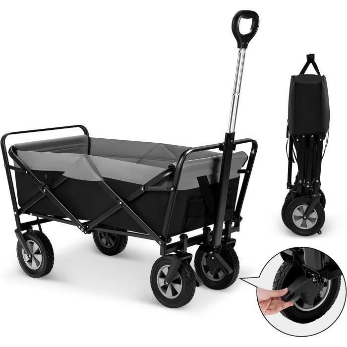 Chariot de Jardin Pliable - EUGAD - Noir+Gris - Robuste & Durable - Charge 80kg
