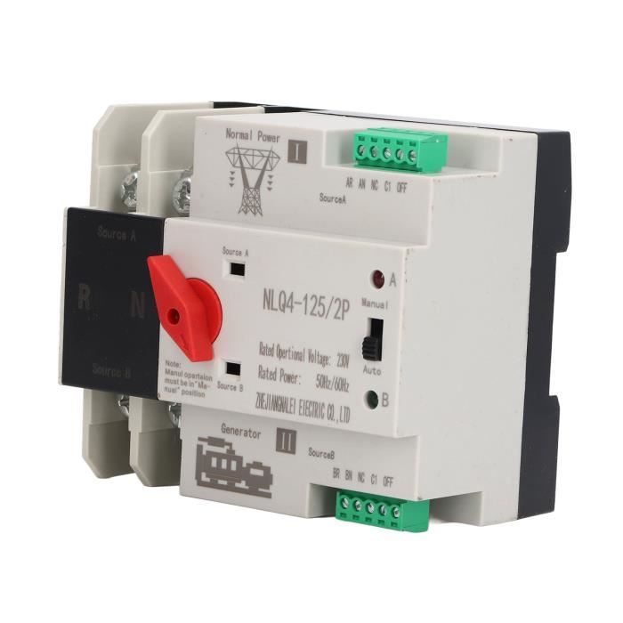 Interrupteur Transfert Manuel Dual Power 2P 40A 230V - Commuteur ATS Rail DIN