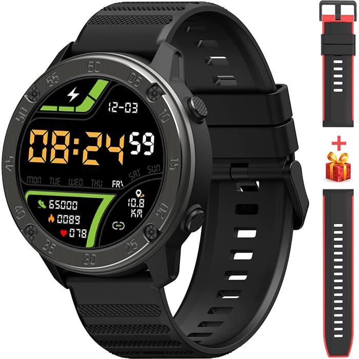 Montre Connectée Sport Homme - Cadran Personnalisé Cardiofréquencemètre Podomètre Smartwatch Compatible Téléphones Android et iOS