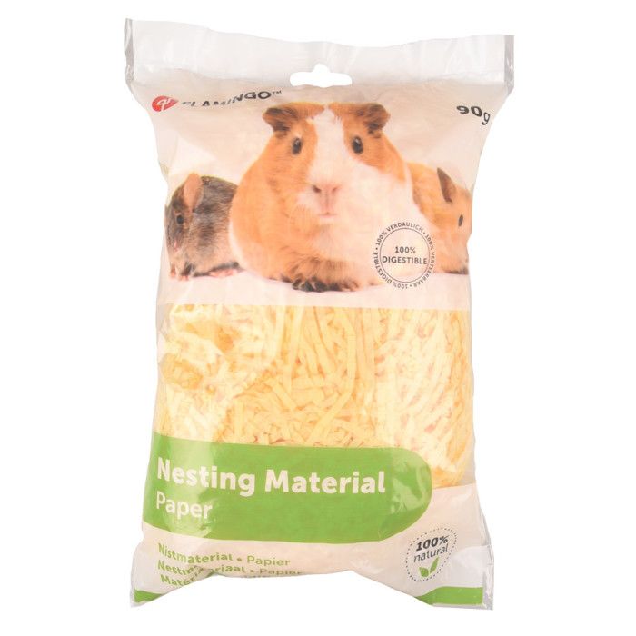 Lit douillet fibre papier sachet de 90 gr couleur aléatoire pour rongeurs - Flamingo