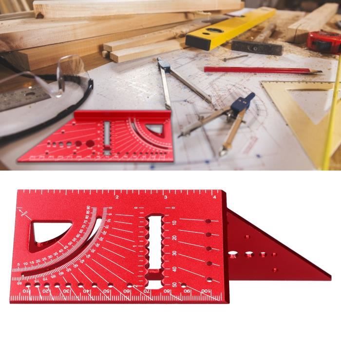 RÈGLE DE MESURE Outils de menuiserie Règle d'angle Practeur Métal Angle RÈGLE DE MESURE Outils de menuiserie Règle d'angle Practeur Métal Angle