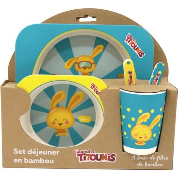 Set Dejeuner En Bambou Titounis Garcon 5 Pieces Tu Bleu Cdiscount Puericulture Eveil Bebe