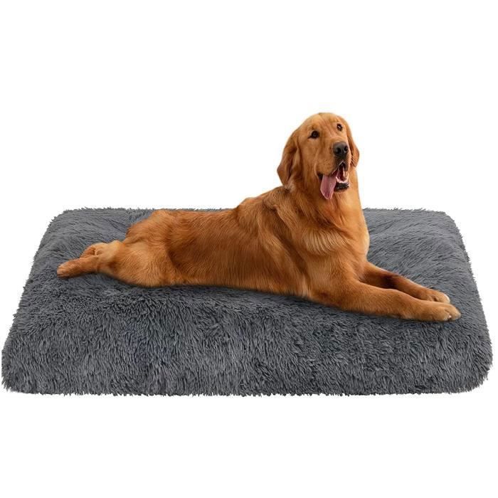 Panier chien, Matelas en Peluche Molle pour Chiens, Grand lit pour Chiens, Coussin Chien Lavable - 100*70*10cm - GRIS