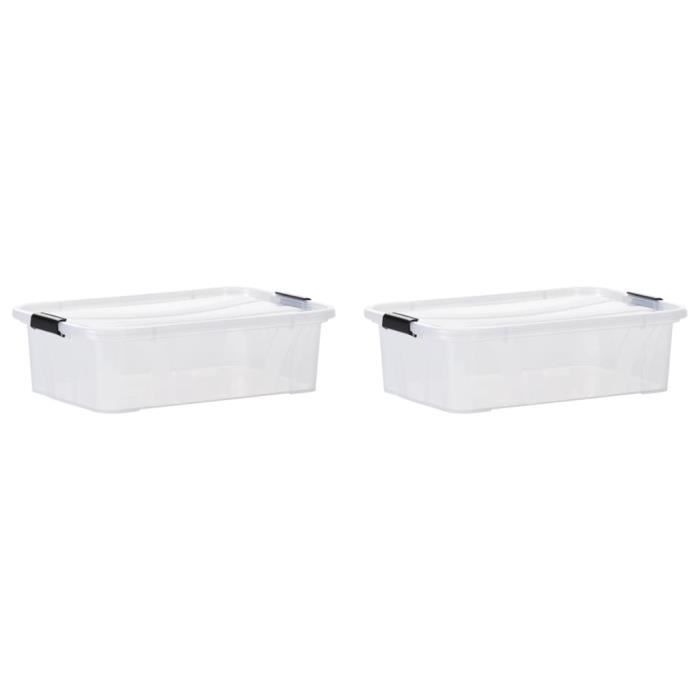 Lot De 6 Boîtes De Rangement 35L Avec Couvercle Et Roulettes – Empilables, Verrouillables, Idéales Placard, Garage, Bureau