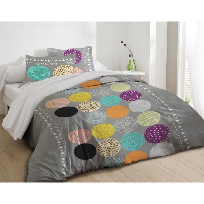 Housse De Couette Et Deux Taies Coton  260 X 240 Cm  Marianne Rouge 130040