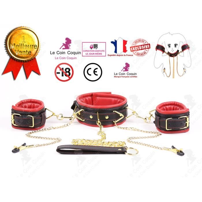 Ensemble De Bondage Féminin Fétichiste Du Cou Au Poignet Sexy BDSM Poignets Dos Menottes Collier Réglable Ensemble SM Couples Sex Play Outils