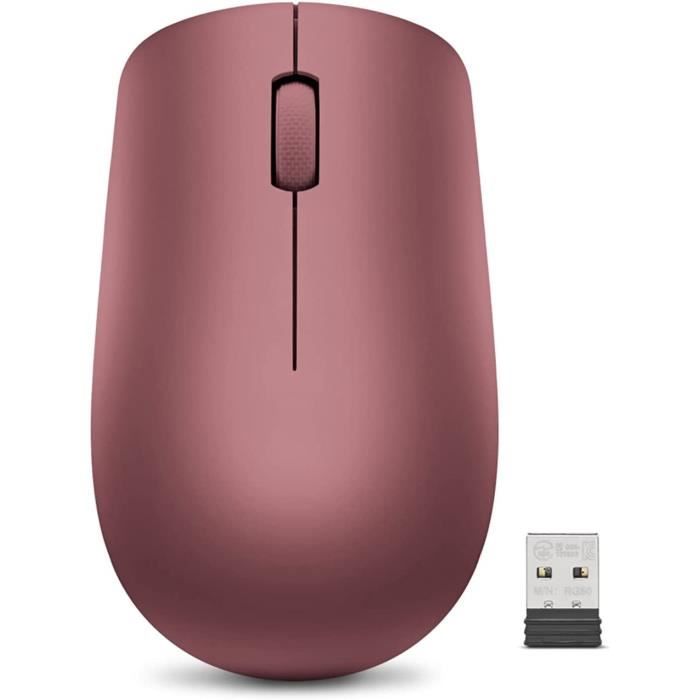 Souris sans Fil Lenovo 530, Design ambidextre, USB Nano, PC et Ordinateurs Portables - Rouge Cerise
