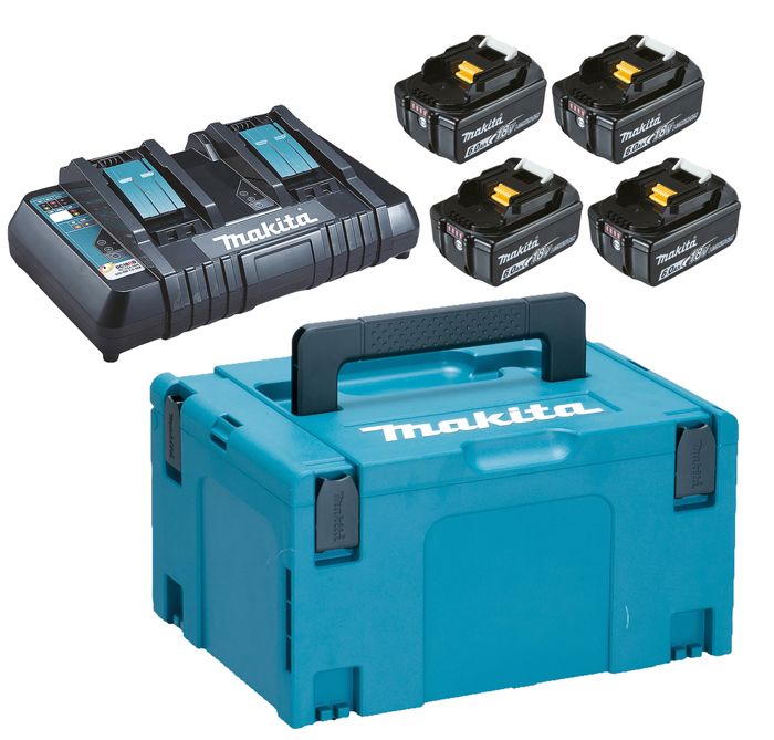 Pack 4 Batteries 6Ah BL1860 + Chargeur double MAKITA DC18RD + coffret Makpac 198091 4 - vue 3