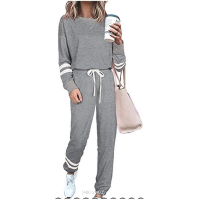 Survêtement Femme Ensembles 2 Pièces Pull Femme Hiver Manche Longue Ensemble Pantalon Femme gris S