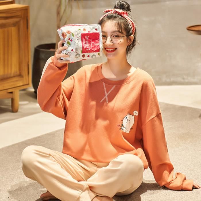 Pyjama Homme long CAIYIER 2021 mignon amant nuit costume hommes et femmes dessin anime pyjamas ensemble epais a manches longues Cou 2118 women Cdiscount Pret a Porter