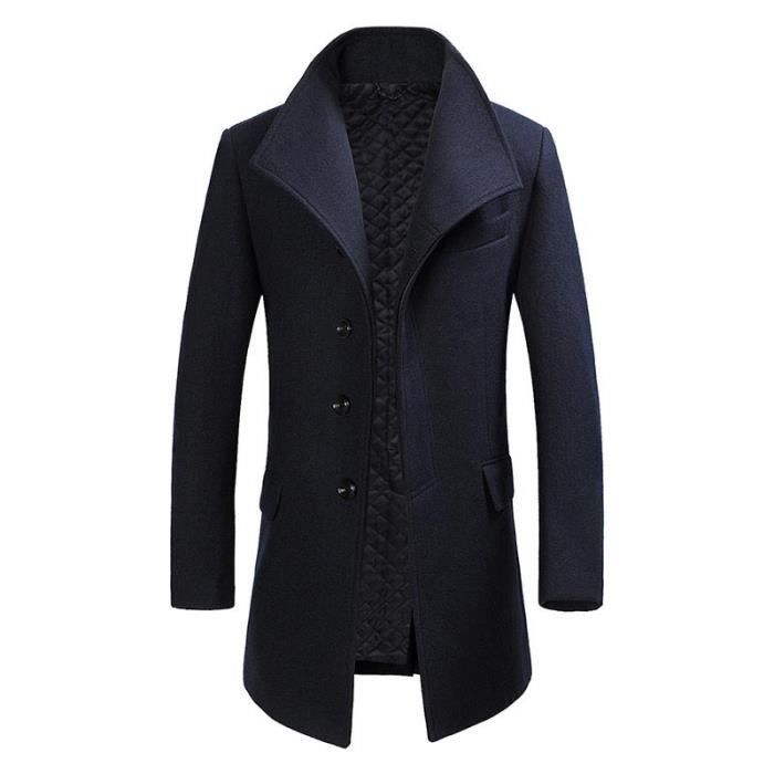 Manteau Long col montant homme manteau homme hiver pardessus en