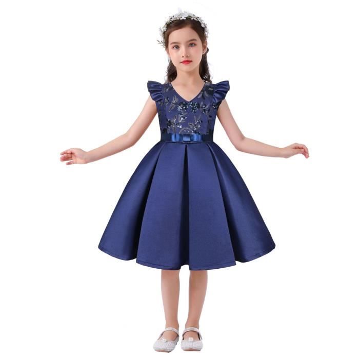 Robe Princesse Fille Pailletée Sans Manches – Fleur Détachable, Tulle Arc-en-Ciel, Mariage & Fête
