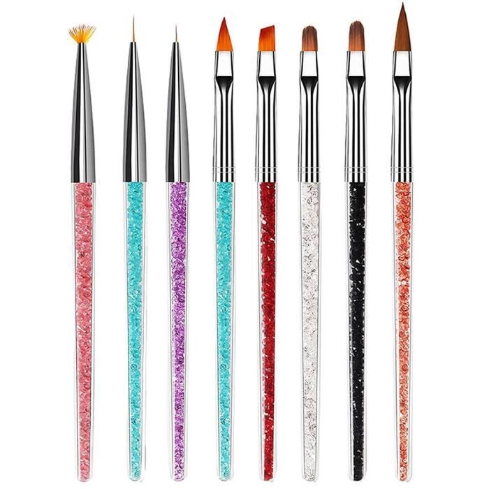 Kit 7 Pinceaux Pour Reconstruction Et Décoration D'Ongles UV Gel - Neuf