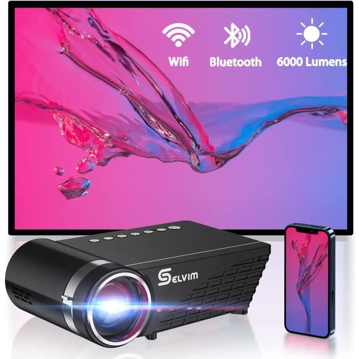 Vidéoprojecteur WiFi Bluetooth, Selvim Mini Retroprojecteur Full HD 1080p, Retroprojecteur  Portable 6000 Lumens, Cinéma Maison Compa - Cdiscount TV Son Photo
