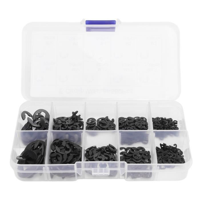 Lot De 120 Anneaux D'arrêt (E-clips) En Acier Inoxydable 304 - 10 Tailles De 1.5 à 10 Mm - Avec Boîte De Rangement