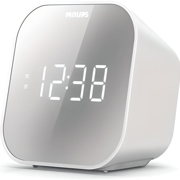 Radio-réveil Philips TAR4406 - Finition miroir - Tuner FM numérique - Chargeur USB