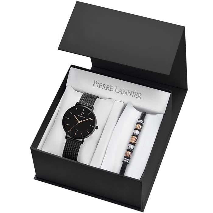 Bracelet acier homme - PIERRE LANNIER - Coffret montre Pierre Lannier Echo  bracelet cuir tressé perles - Couleur de la matière:Noir Mouvement à  Quartz, - Achat/vente montre - Cdiscount