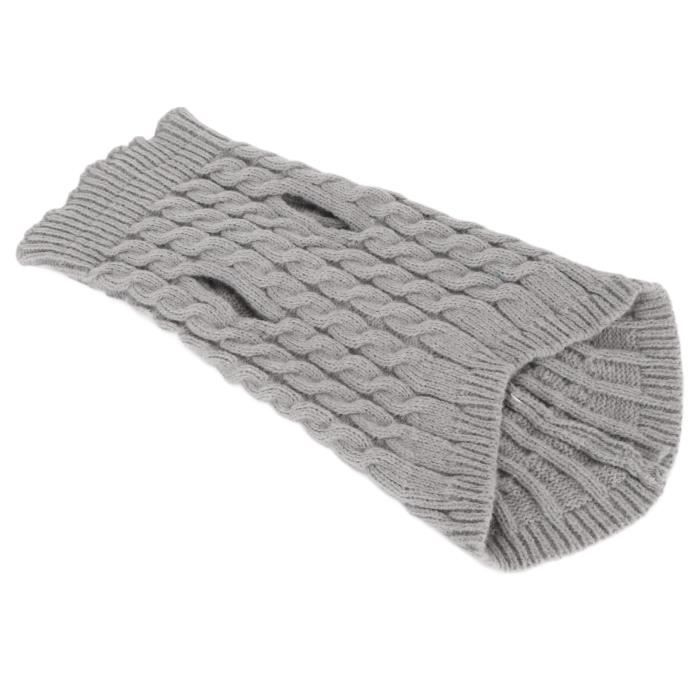Meilleurs prix pour Pull pour chien - SALALIS - Tricot torsadé - Col haut - Gris - Confortable et facile à porter