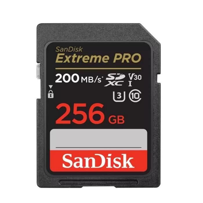 Carte Mémoire SDHC SDXC Sandisk Extreme Pro 256Go SDXC 200MB/S