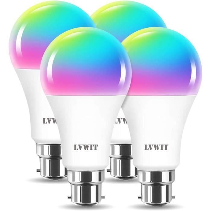 Lot 2 Ampoules LED Intelligentes WiFi E27 7W RGB Multicolores Dimmables - Compatible Alexa Google