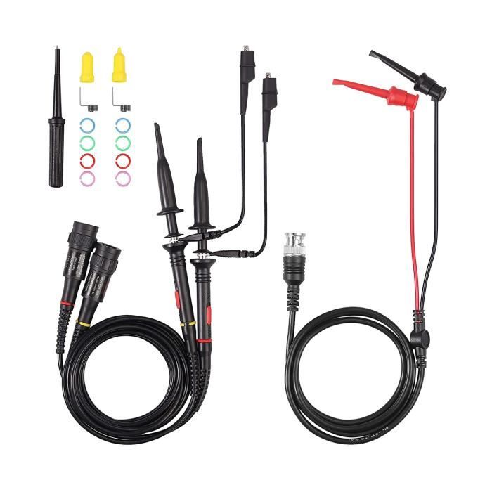 Sonda Per Oscilloscopio P2200 200 MHz - Kit Di Test Con Accessori, Commutabile 1x/10x, Alta Precisione, Con Anelli Colore Per Canali - Standard BNC