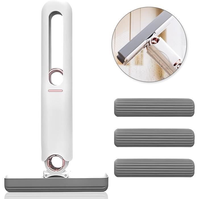 Mini Balai Portable Pliable - 3 Têtes éponge - Pour Bureau, Voiture Et Surfaces En Verre - 10