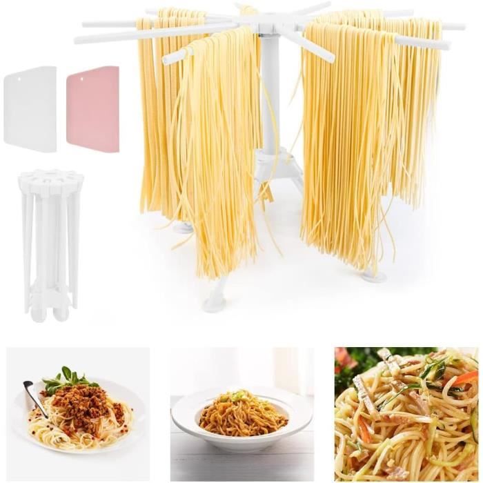 Séchoir à Pâtes Pliable 10 Barres – Jaune, Compact & Pratique Pour Pâtes Fraîches Maison (Spaghetti, Tagliatelle…)
