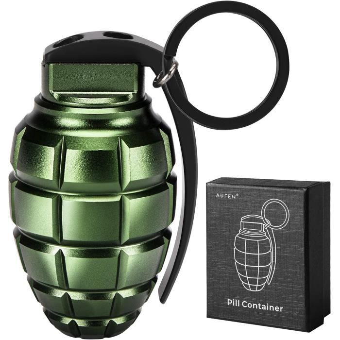 Porte-clés Porte-pilule En Laiton - Mini Boîte à Médicaments Jaune, 67mm