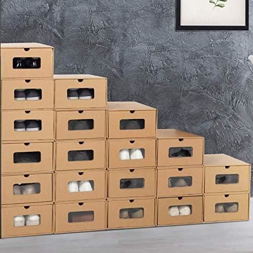 Lot De 10 Boîtes De Rangement En Carton Avec Fenêtre - Empilables - Pour Chaussures, Jouets, Bureau - 33x30x35 Cm