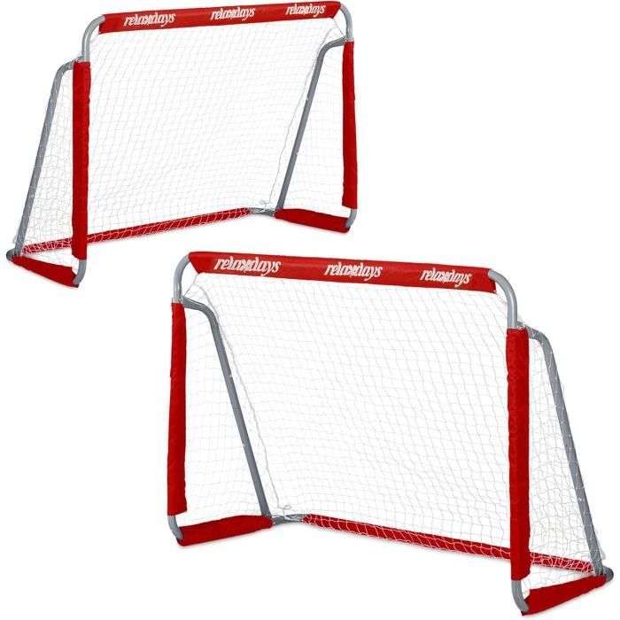 But De Football Relaxdays Pour Jardin - Cage Stable Pour Enfants & Adultes, Métal Avec Filet, 110x152x74 Cm, Gris/Bleu