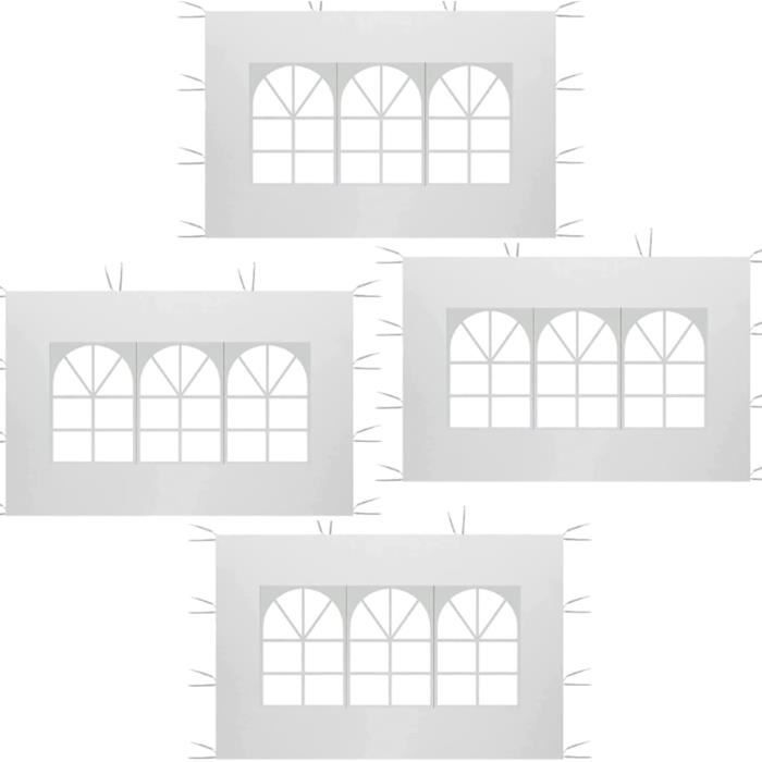Panneau Latéral Pour Tonnelle Outsunny - Pour Tonnelles Pop-up 3x3m, Avec 4 Sacs En Maille Et 2 Poches - Gris - 7