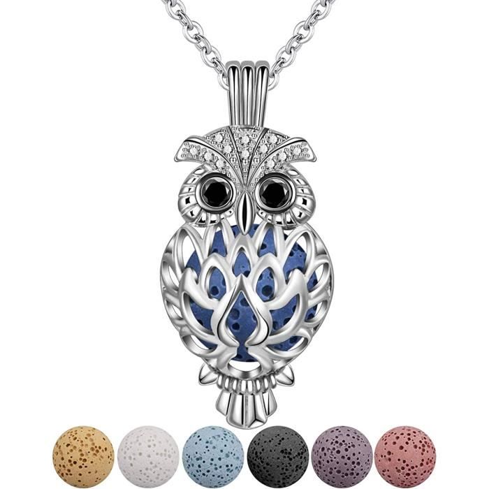 Collier Pendentif Hibou Pour Huiles Essentielles - Bijou Fantaisie Doré Pour Femmes