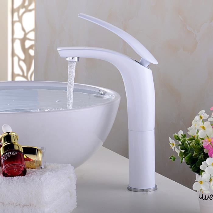 TEMPSA Haut Mitigeur Robinet Cuivre Salle de Bain Lavabo Mode BLANC