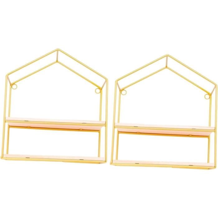 2 étagères Murales Flottantes En Métal Blanc - 12.5x15x6 Cm, Fixation 3 Trous, Pour Décorations Légères
