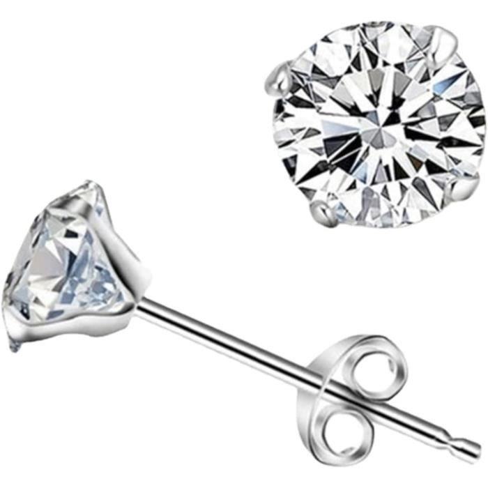 Boucles D'oreilles En Argent 925 Avec Diamant Simulé - Bellitia Jewelry - 5mm/6mm - Plaqué Or, Or Rose Ou Platine