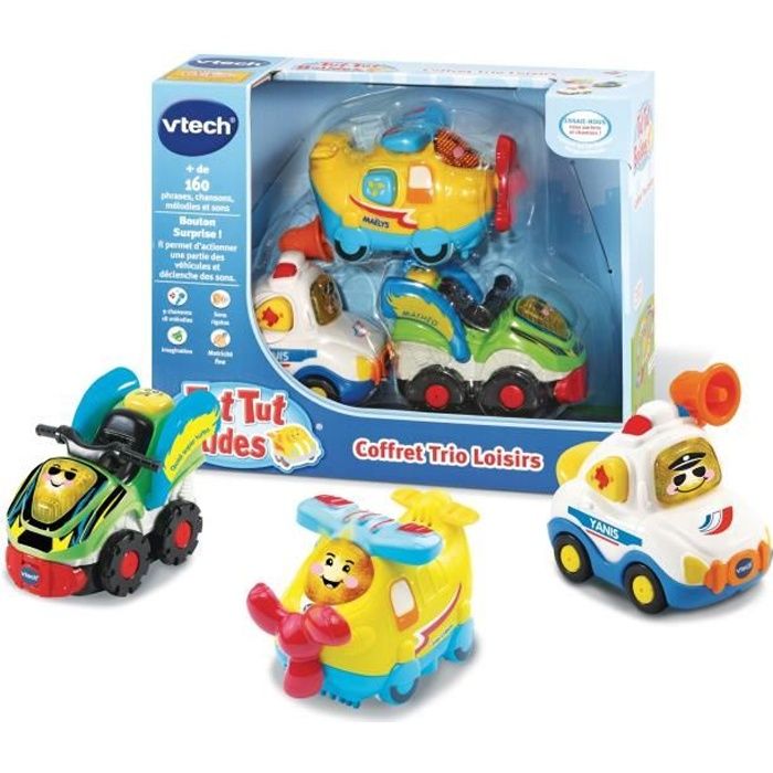 VTECH - Tut Tut Bolides - Coffret Trio Loisirs (Avion + Formule 1 + Bus) - Multicolore - Mixte - 12 