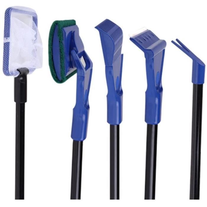 Comparer les prix de Aquarium Kit de nettoyage 5 en 1 pour aquarium poisson réservoir en verre Kit de nettoyage (Bleu + Noir)