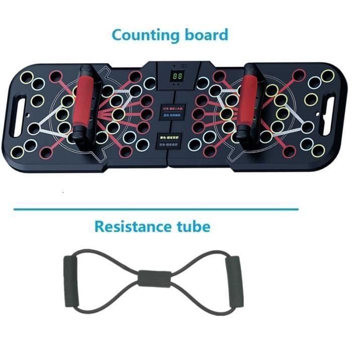 Planche Push Up Multifonction Avec Bandes De Résistance - Portative, Rose, Neuf
