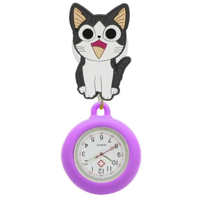 Montre Gousset à Quartz Avec Motif Chat Et Dessin Animé, Montre De