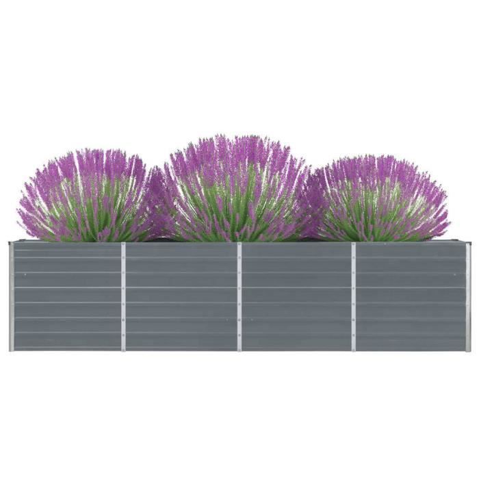 Dbaiyi-Ddis Jardinière 320x40x77 cm Acier galvanisé Gris 84506