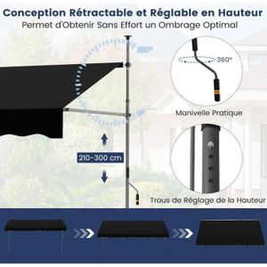 Toile De Rechange Pour Store Banne Anthracite 350 X 200 Cm VidaXL 42000416 - Gamm Vert