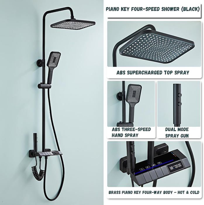 Ensemble de Douche Encastré Colonne Douche Thermostatique Noir Système