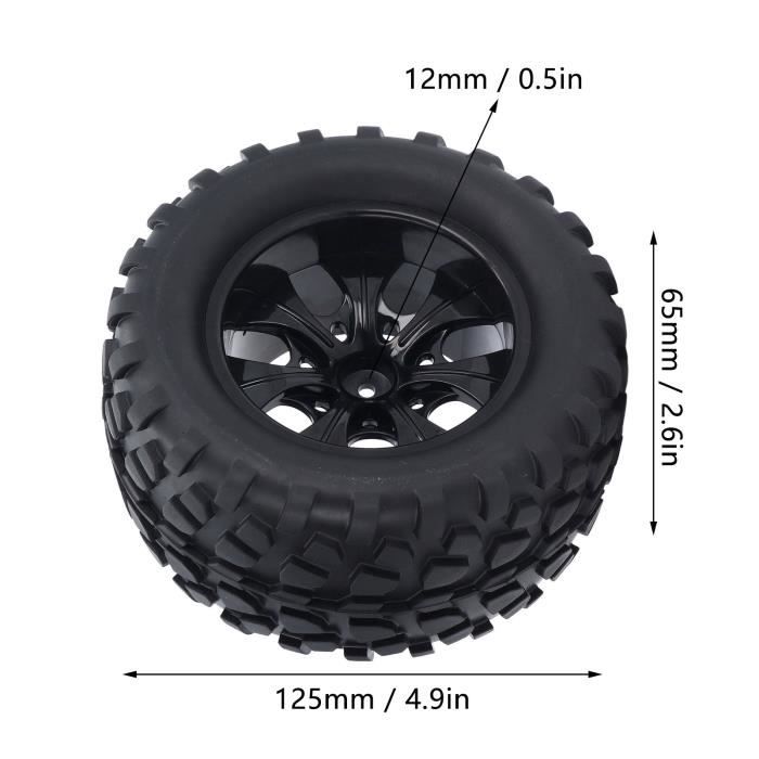 Pneus RC 3,4 Pouces – Lot 4 Roues Caoutchouc Nylon Pour Buggy 1/10 (ZD Racing, HSP, HPI, Etc.)