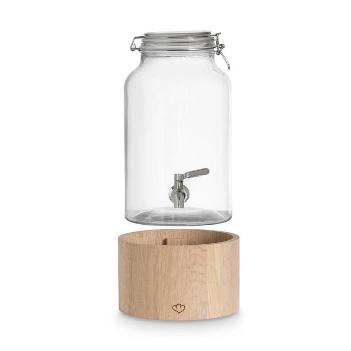 Distributeur de boisson en verre transparent avec robinet 8L - H36,5cm