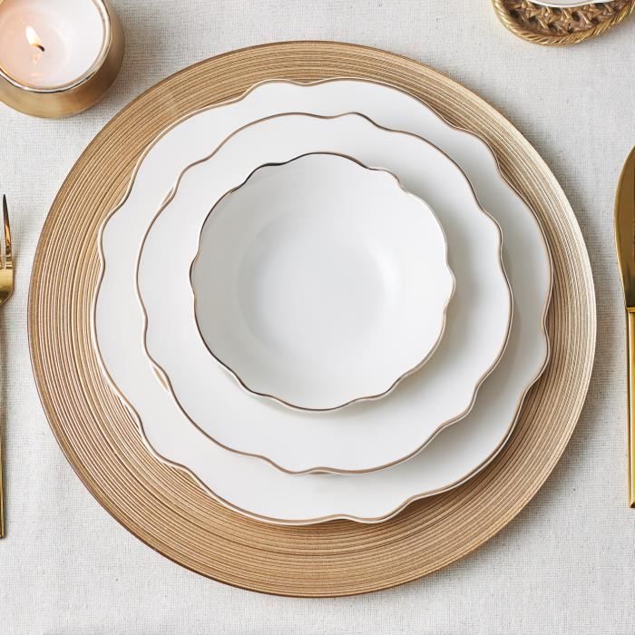Service Vaisselle 24 Pièces Karaca Rebeca Gold - Porcelaine Dorée 6 Personnes