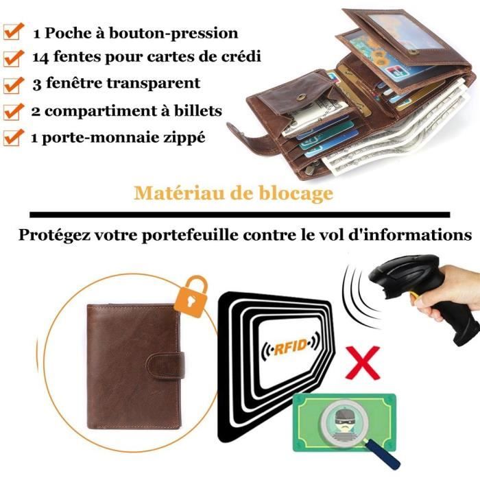 Cf Catterfeld - Mini Portefeuille En Cuir Pour Homme Avec Protection RFID (noir, Fin)[Y4855