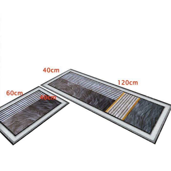 Lot 2 Tapis Cuisine Absorbants - 40x60cm 40x120cm | Antidérapants | Séchage Rapide | Noir Doré