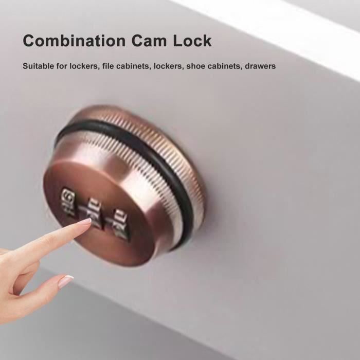 Serrure à Cames Combinée à 3 Chiffres – Alliage De Zinc Argent/noir Pour Armoire